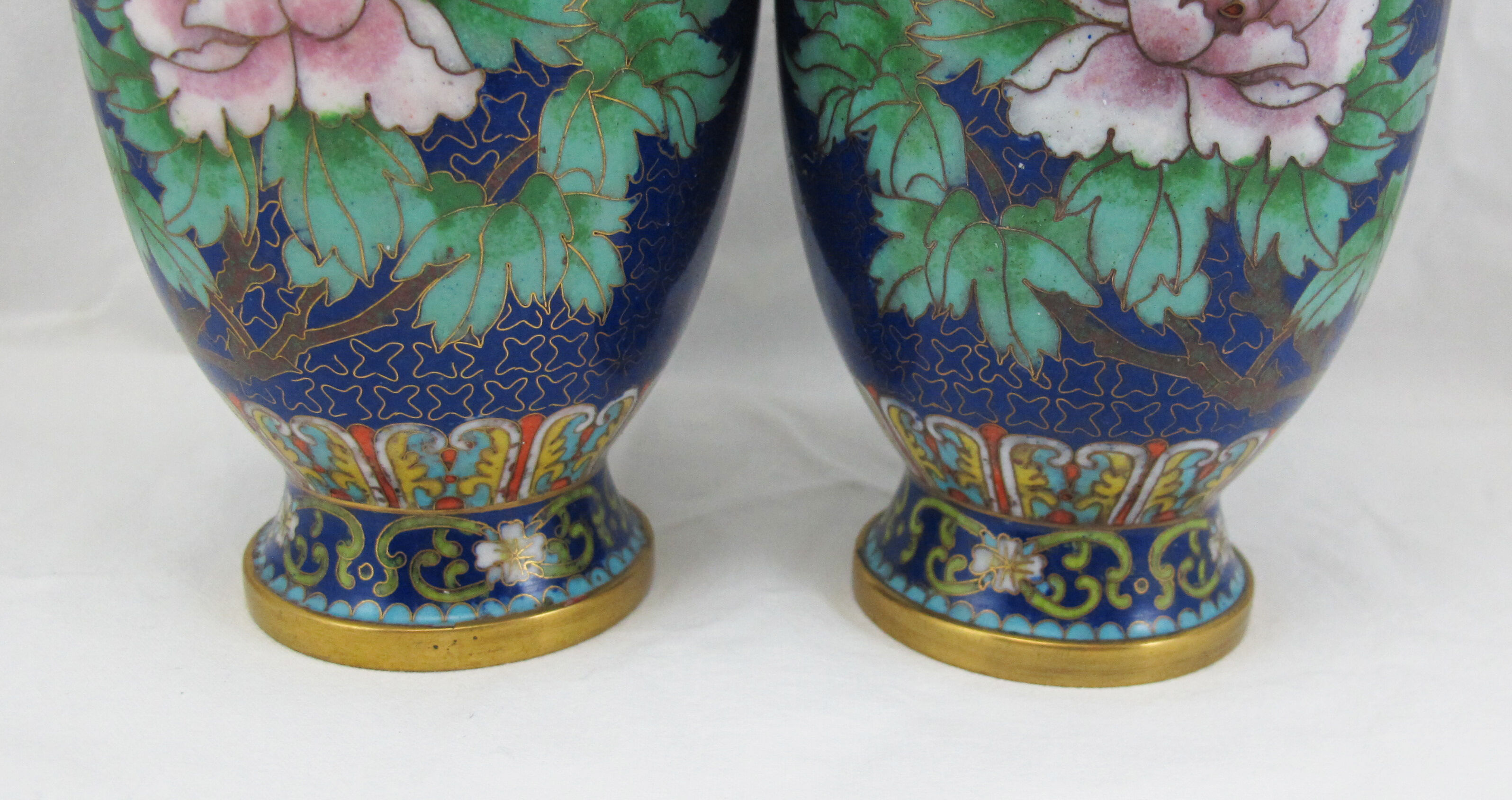 Paire de vases en bronze émail cloisonné chinois chine