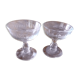 Set of 2 old foot glasses for liqueur