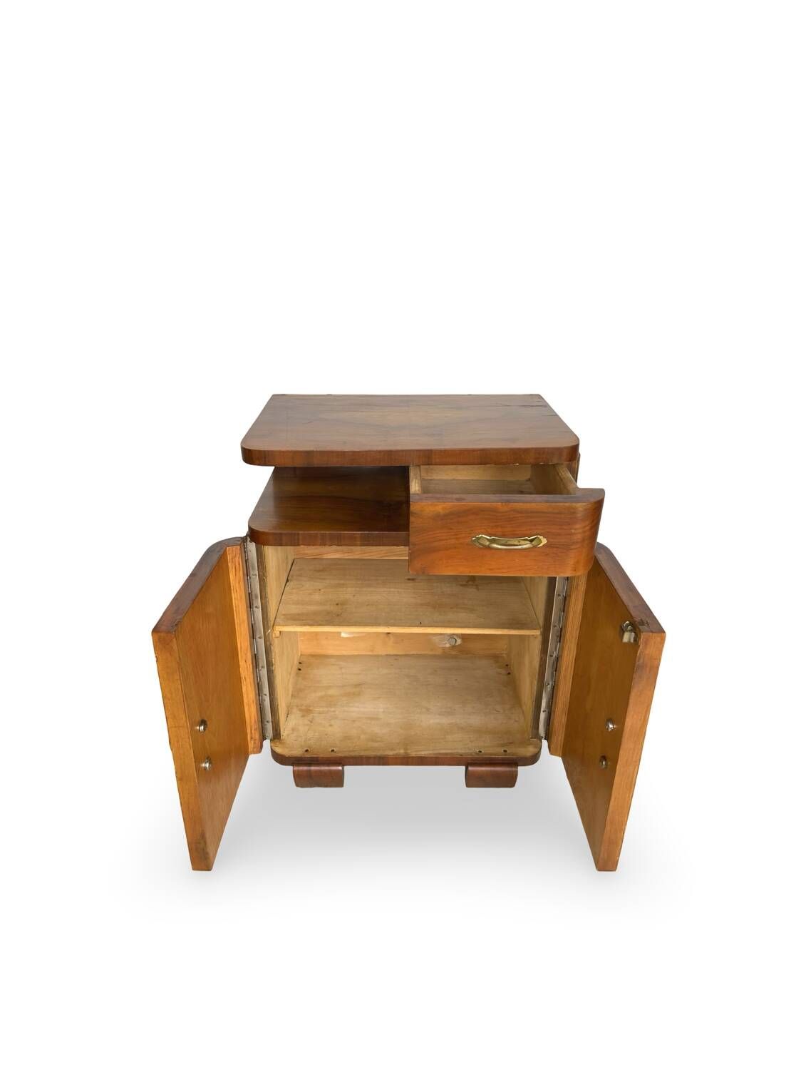 Tables de chevet Art déco italiennes en noyer, années 1940.