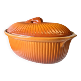 Very nice pheasant terrine dish / casserole with majolica lid.