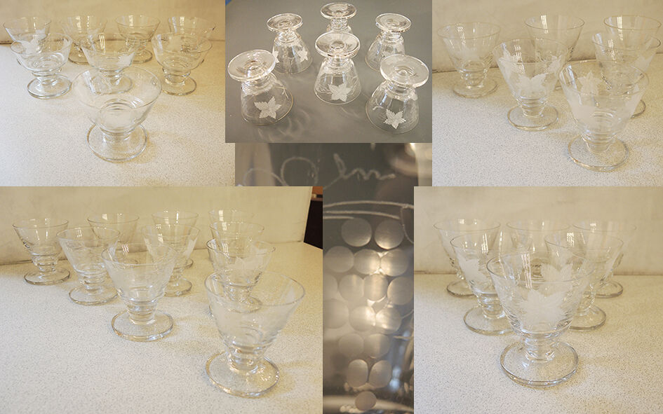 Former service of 36 glasses with grape decoration - vine leaves