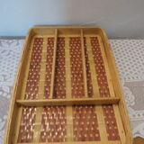 Cutlery rack in wicker and bamboo