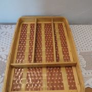Cutlery rack in wicker and bamboo