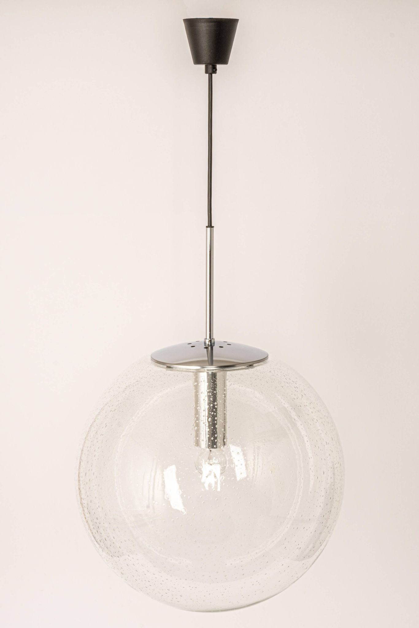 clear glass ball pendant chrome Limburg, Germany, 1970s
