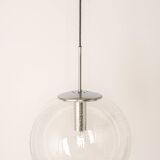 clear glass ball pendant chrome Limburg, Germany, 1970s