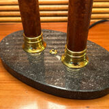 Deknudt Double Column Lamp – Wood, Brass, Marble – Restored