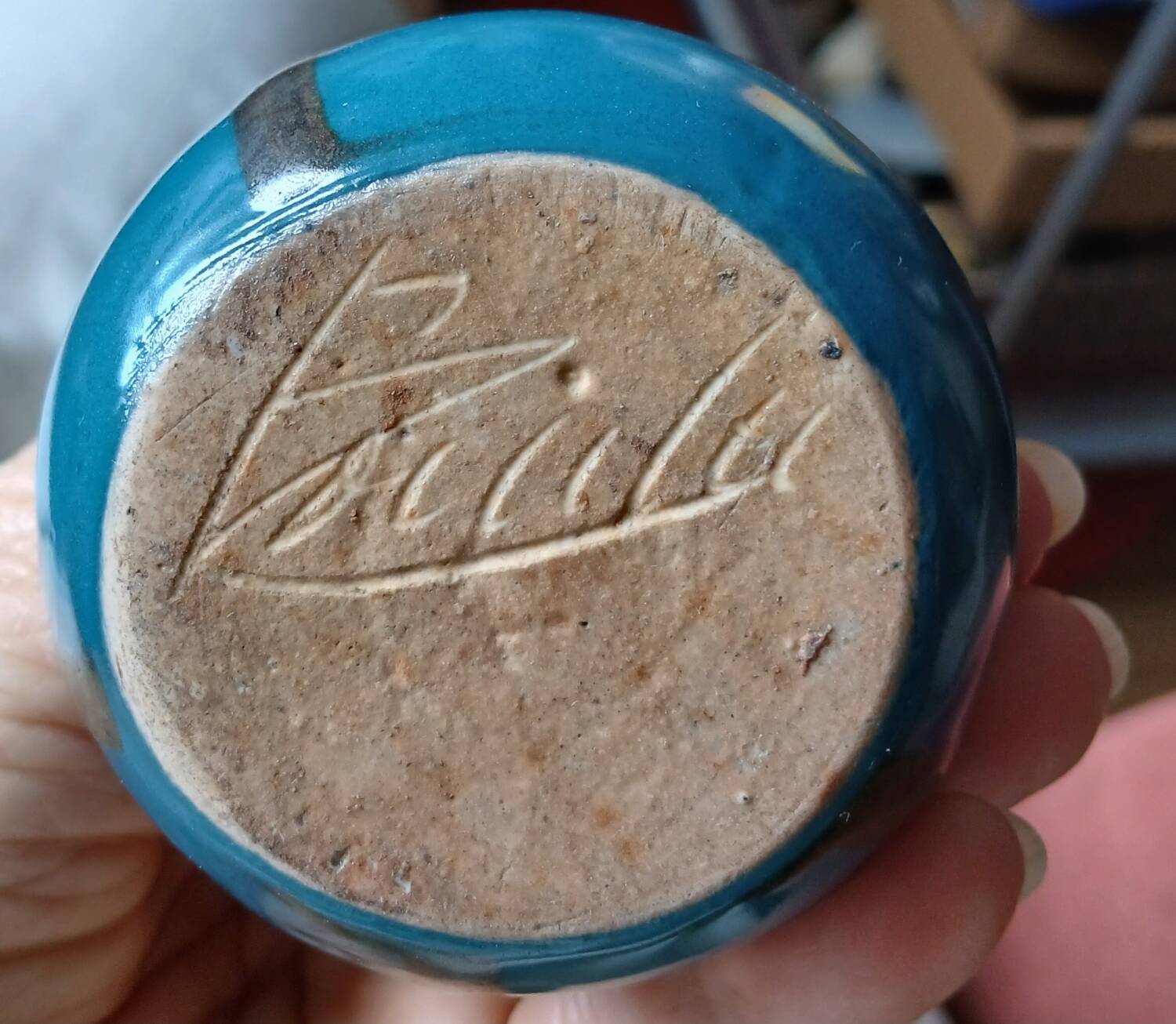 Puisaye stoneware vase signed Jean Pointu