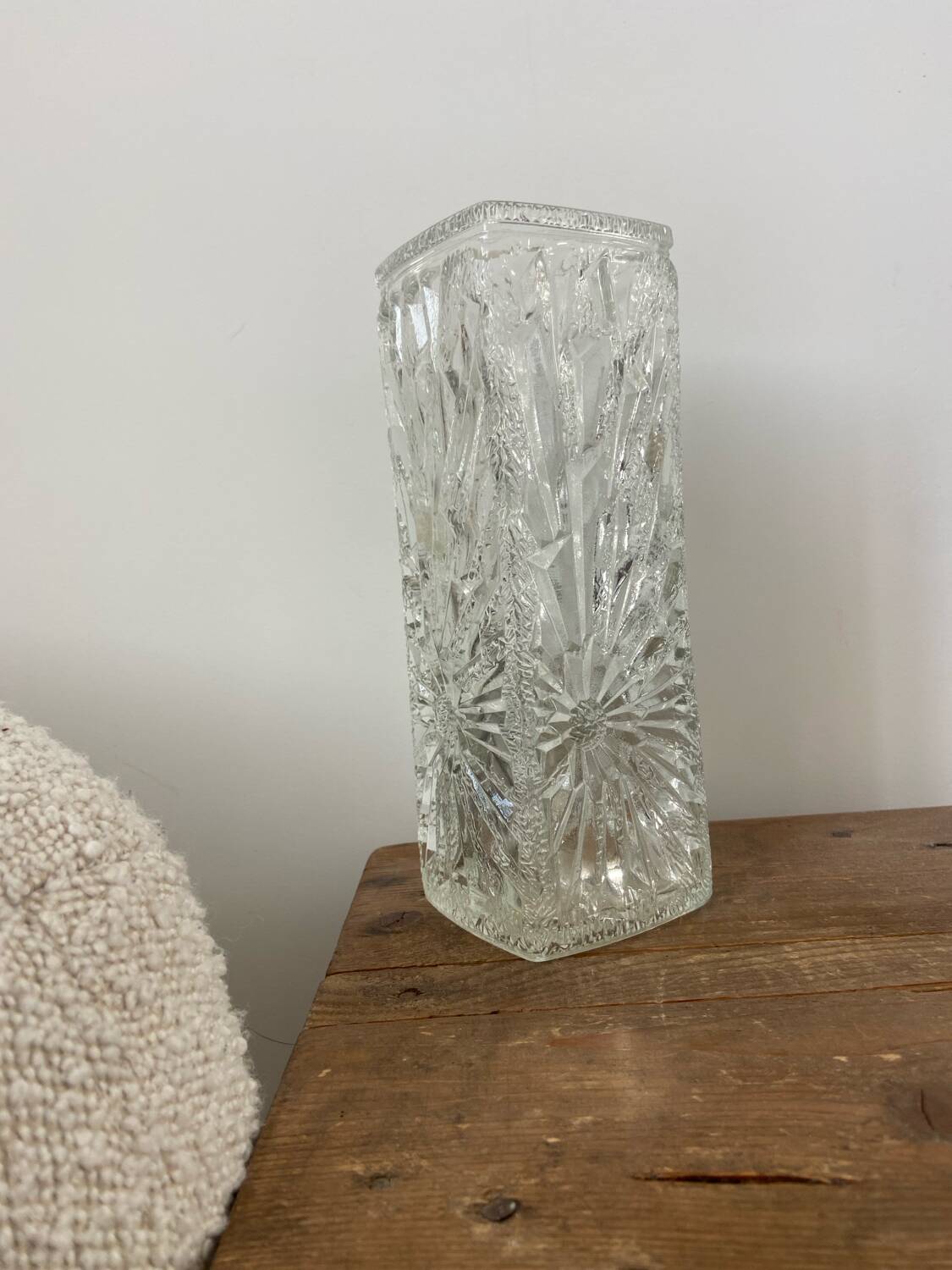 Vintage rectangular glass vase