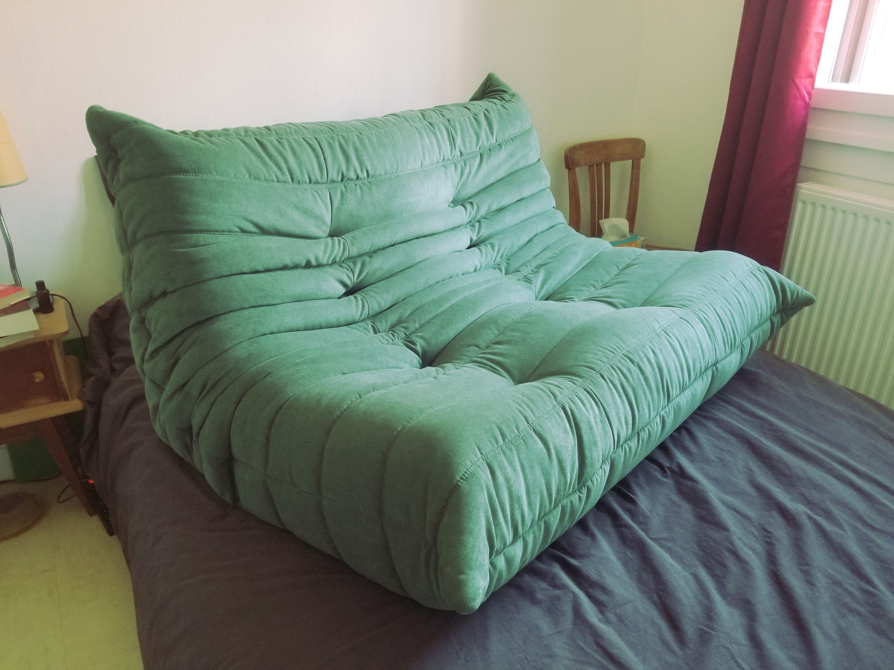 Togo sofa 2 places rehoussé to nine Alcantara Emerald Green