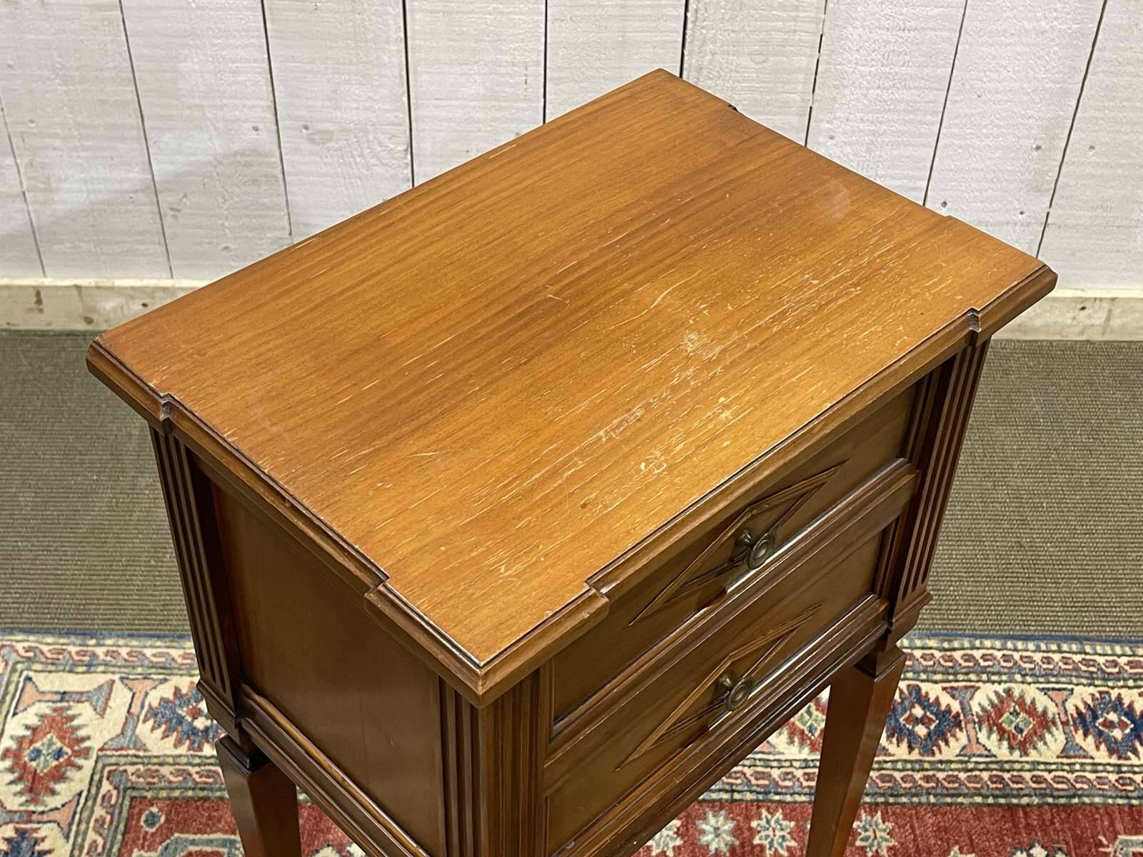 1950s Louis XVI style cherry wood bedside table