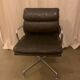 EA 208 brown leather armchair by Charles and Ray Eames for Herman Miller 1970S