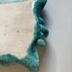 Wavy turquoise glazed earthenware plate 1960 Provence