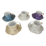Set of 5 iridescent harlequin espresso coffee cups