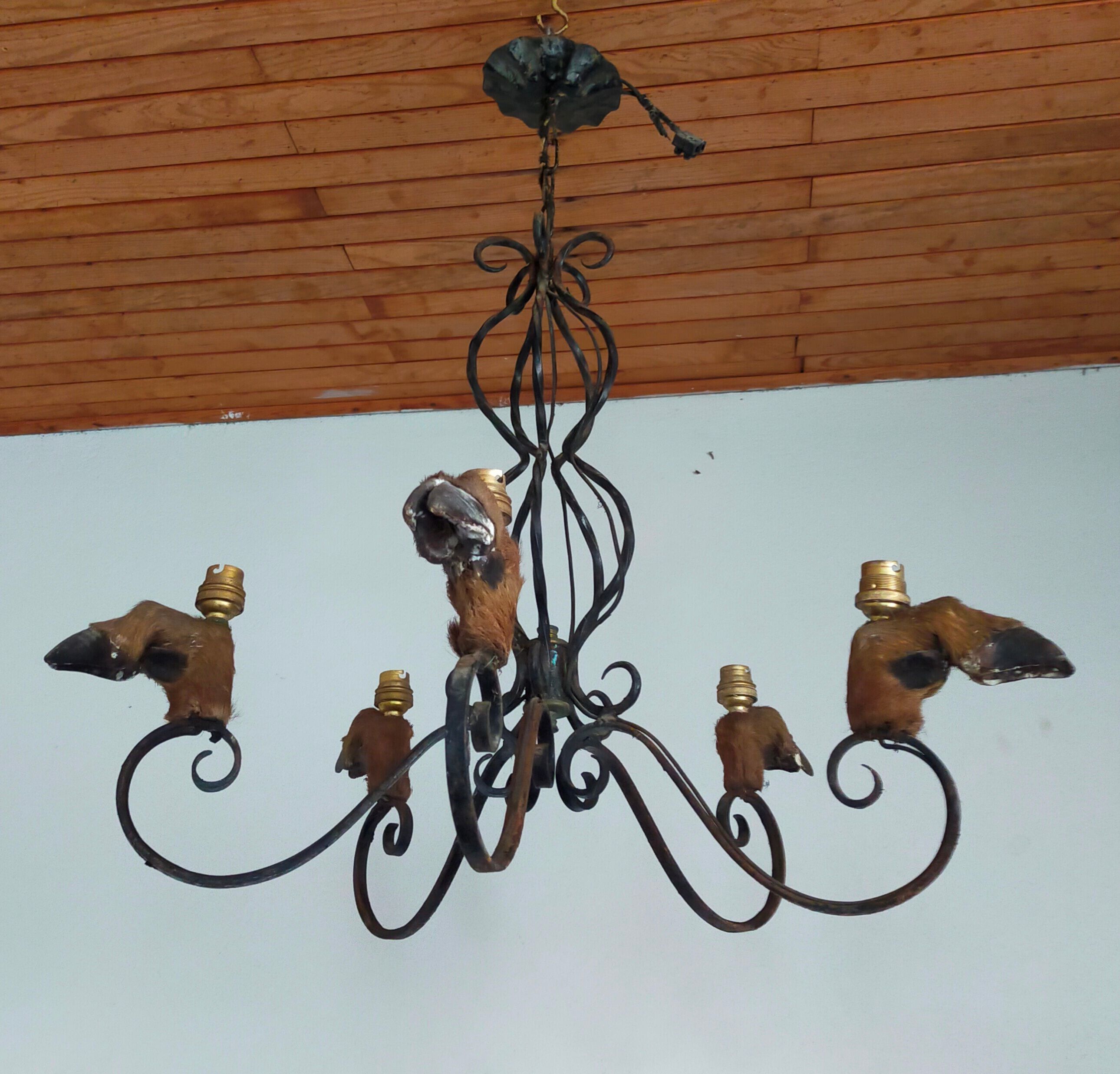 Wrought iron hunter chandelier