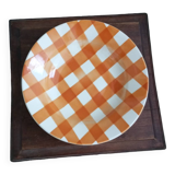 Sarreguemines checkered soup plate