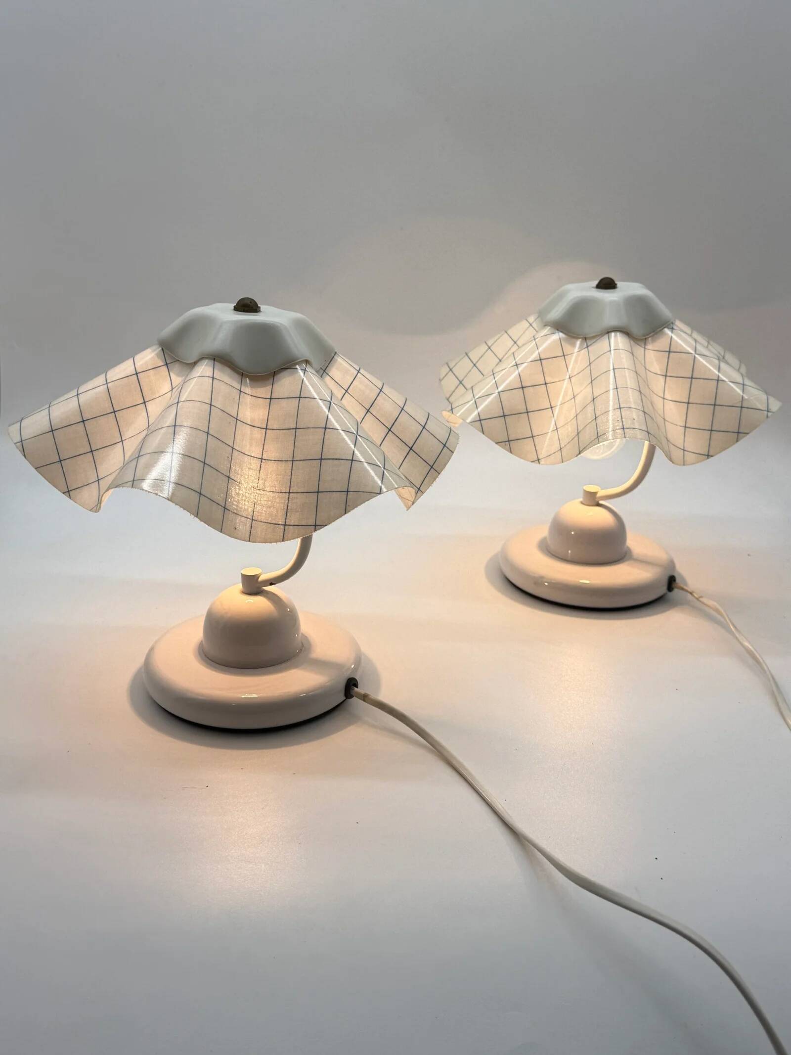 Pair of table lamps with pleated shades – 1980s