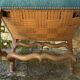 Antique Louis XIII style armchair, duck blue velvet, 67x112cm, G.Besnard
