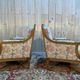 Pair of armchairs / bergères and footstool in Louis XVI style