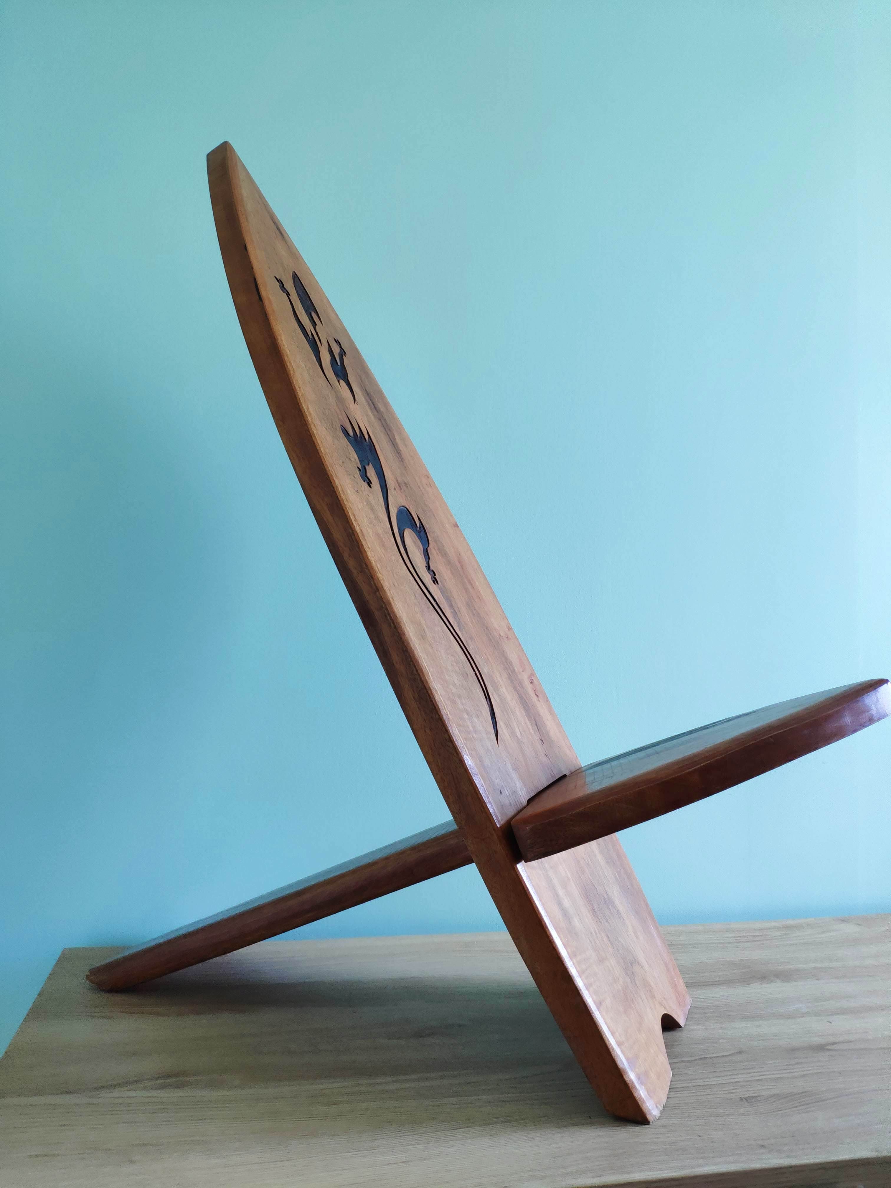 African chair engraved salamander