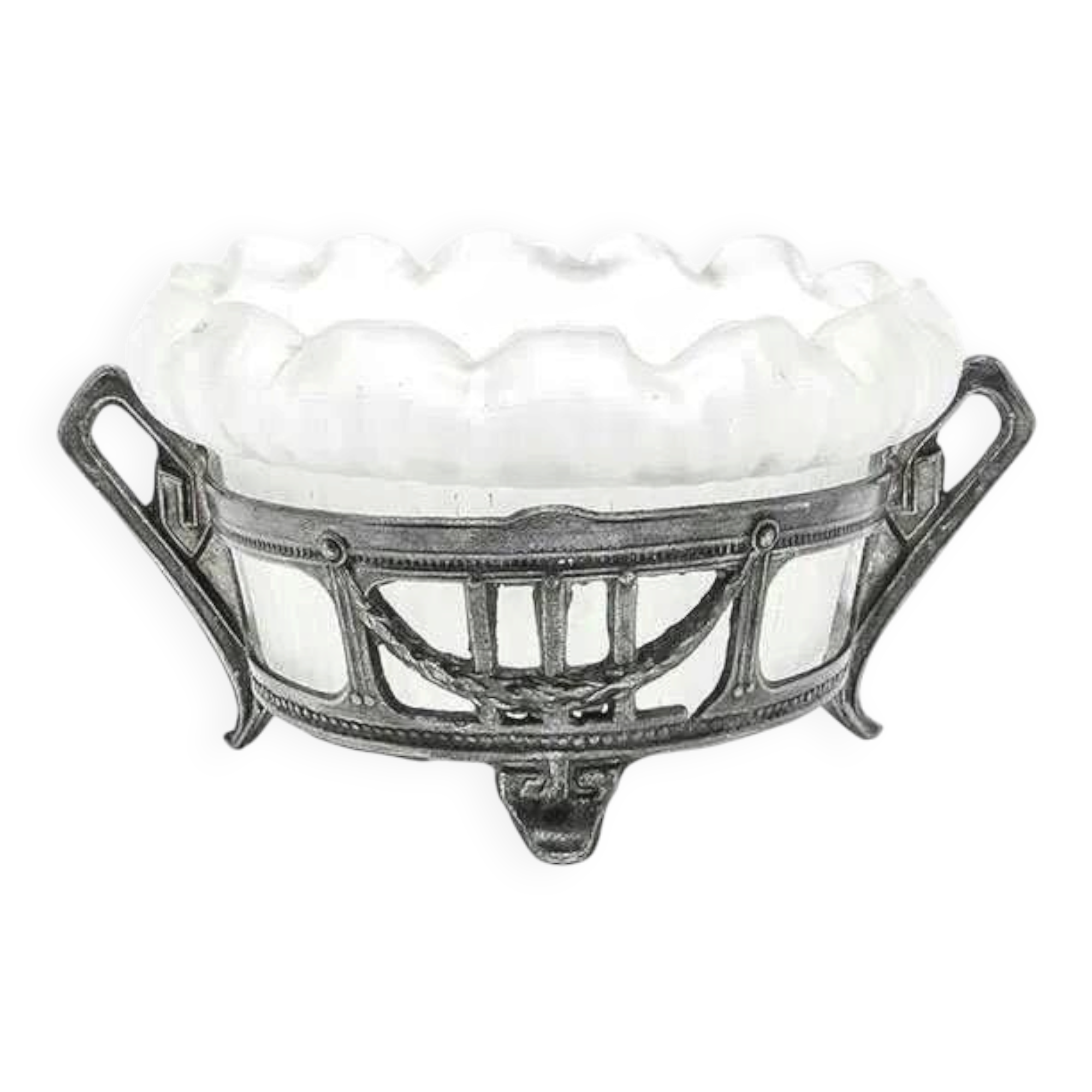A4F Sugar Bowl in Secessionist Style with Opaline Insert