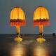 Paire de lampes de chevet  style Louis XVI – Soie rose & laiton- 1950