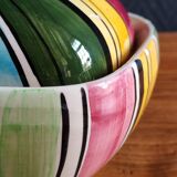 Vintage Ceramic Bonbonnière with Colourful Stripes - Jewellery Box