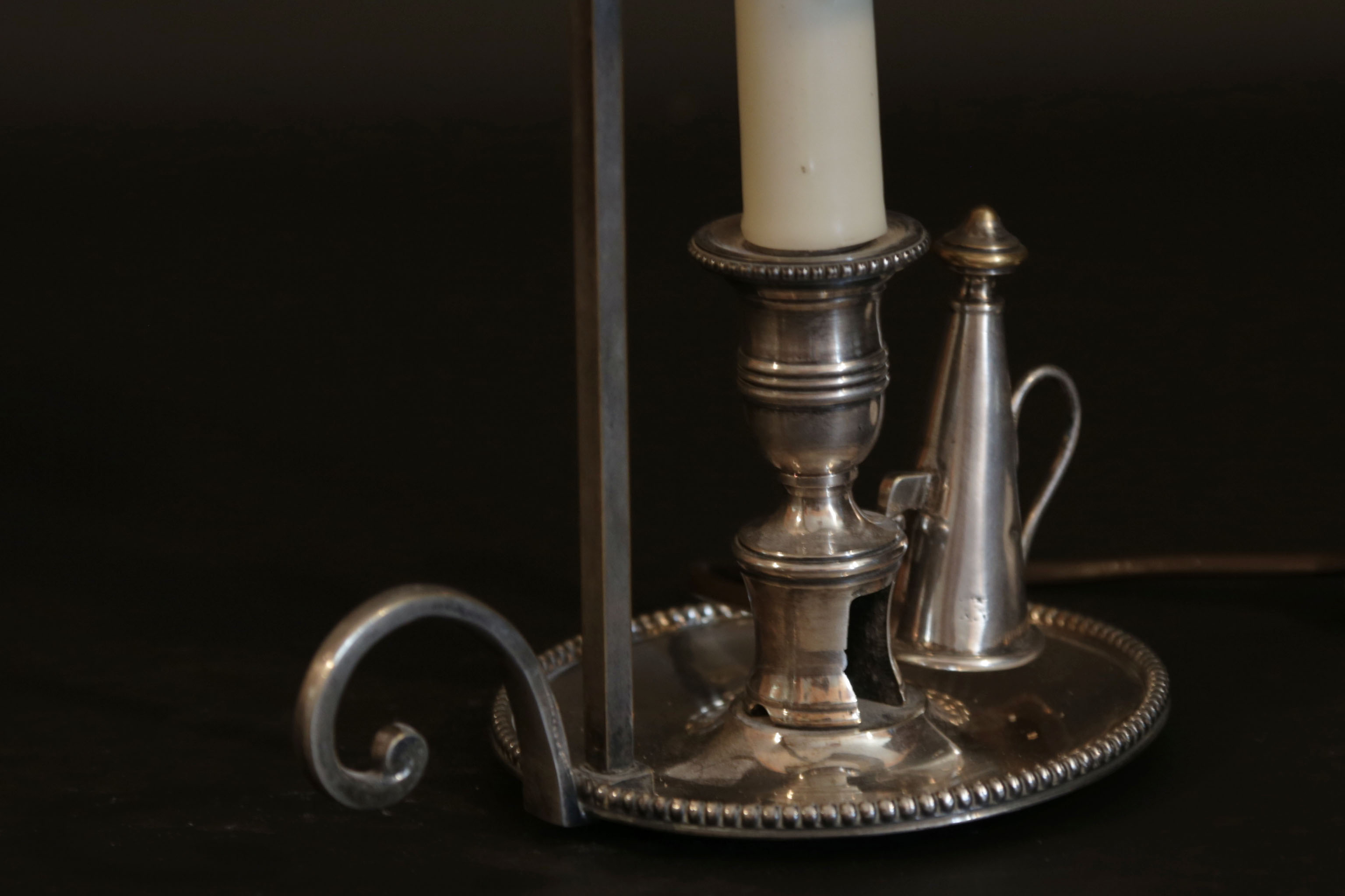 Lampe bouillotte bronze argenté tôle XIXème siècle