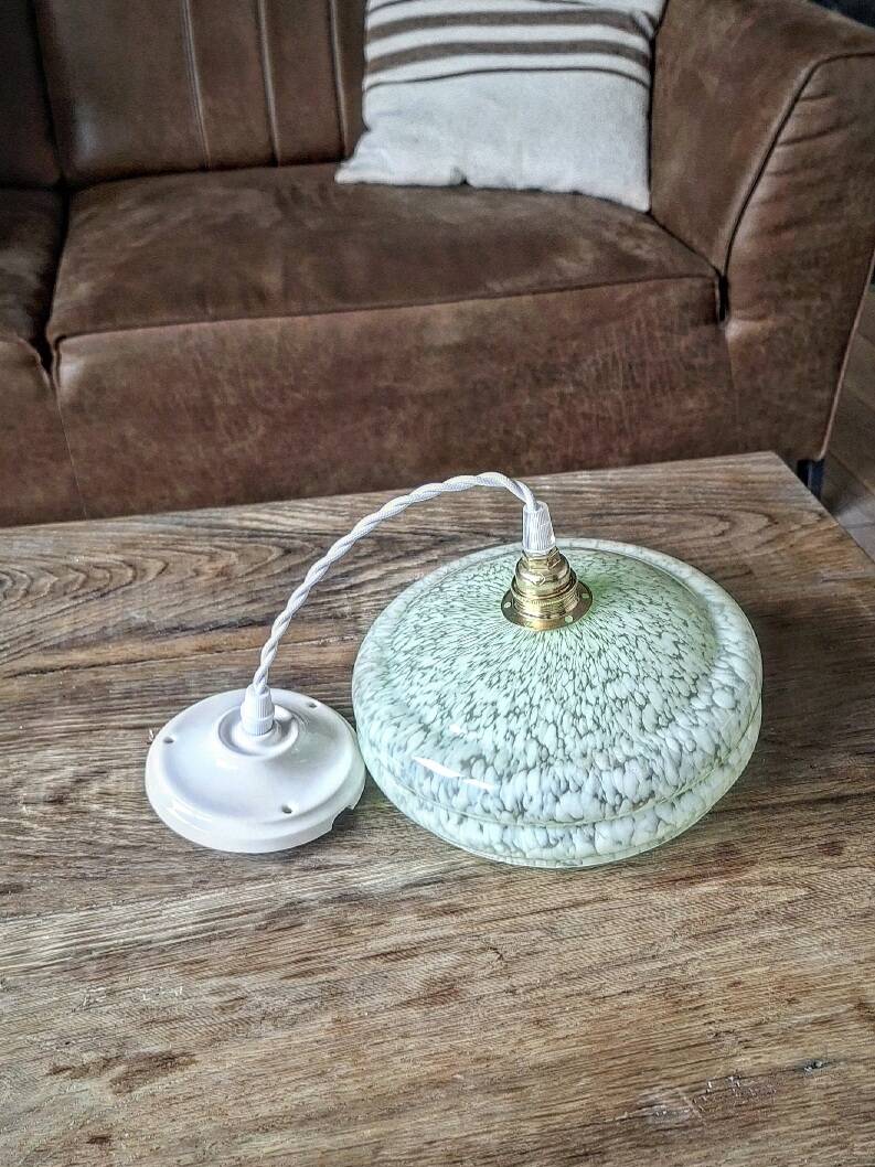 Vintage glass pendant light from Clichy