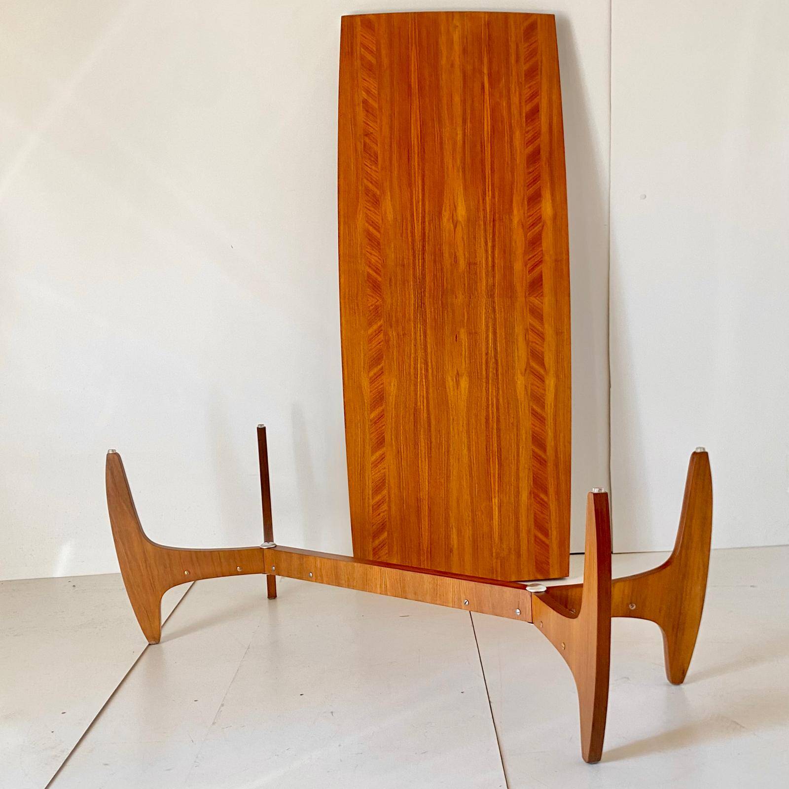 Midcentury Modern Big Wood Sofa Table, Italy 1960