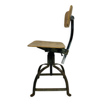 Chaise industrielle, tabouret, chaise d'atelier, Bienaise, années 1950