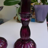 Pair of purple glass candlesticks