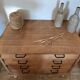 Commode en chêne brut, pieds compas, années 50