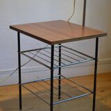 Vintage modernist reading floor lamp with table Poland 1960