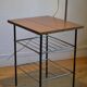 Vintage modernist reading floor lamp with table Poland 1960