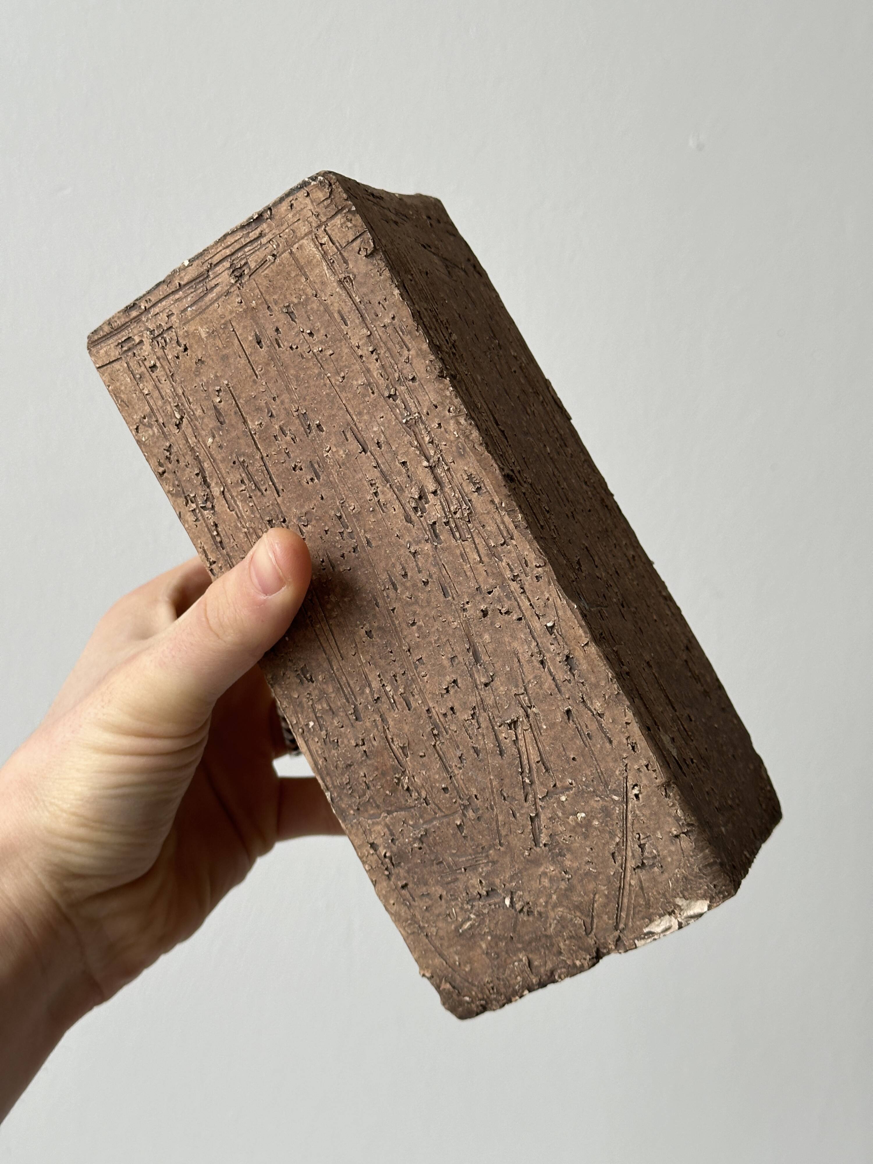 Rectangular ceramic vase in brutalist style