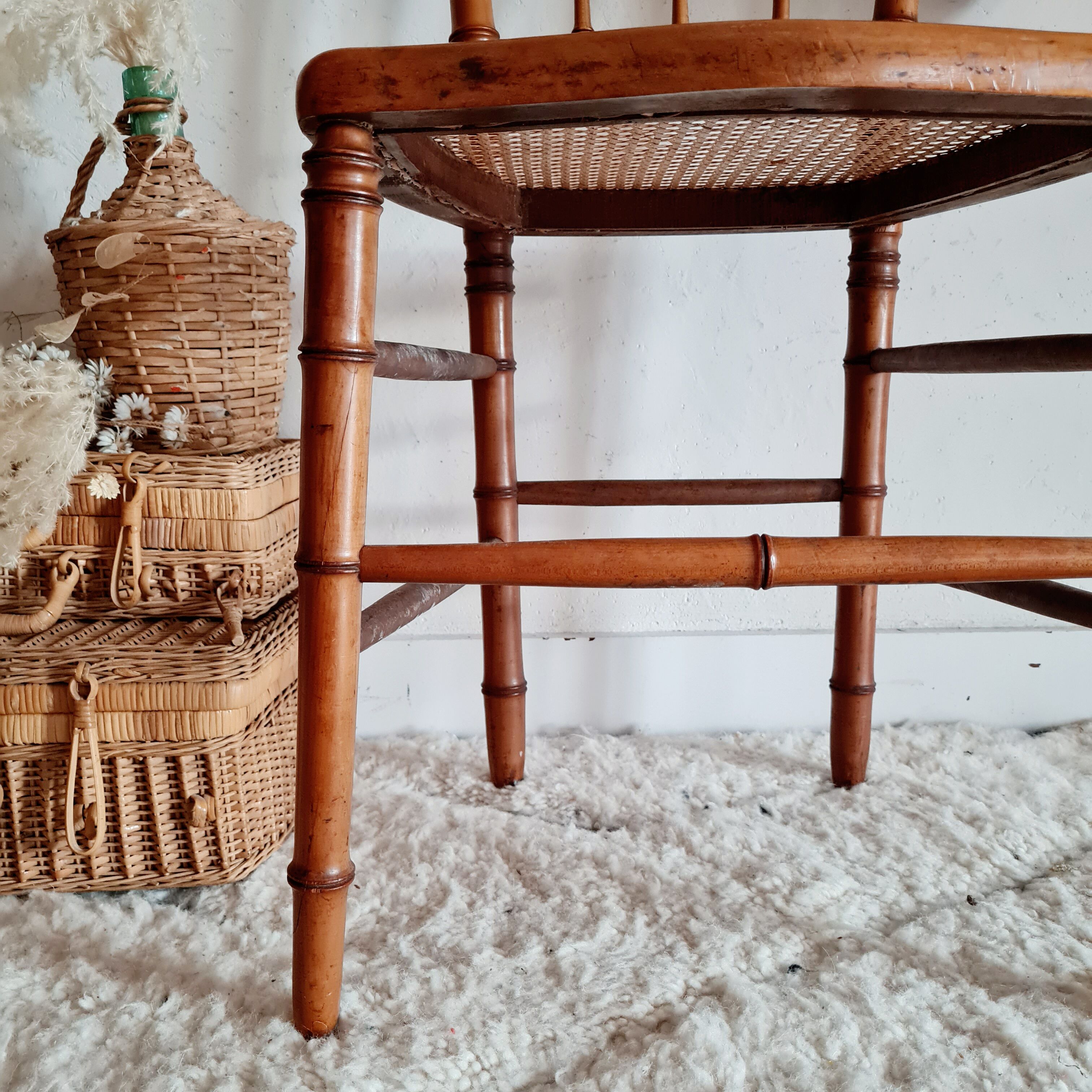Antique wooden chair and canning seat