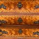 Louis XIV style commode. Walnut burl veneer and rosewood.