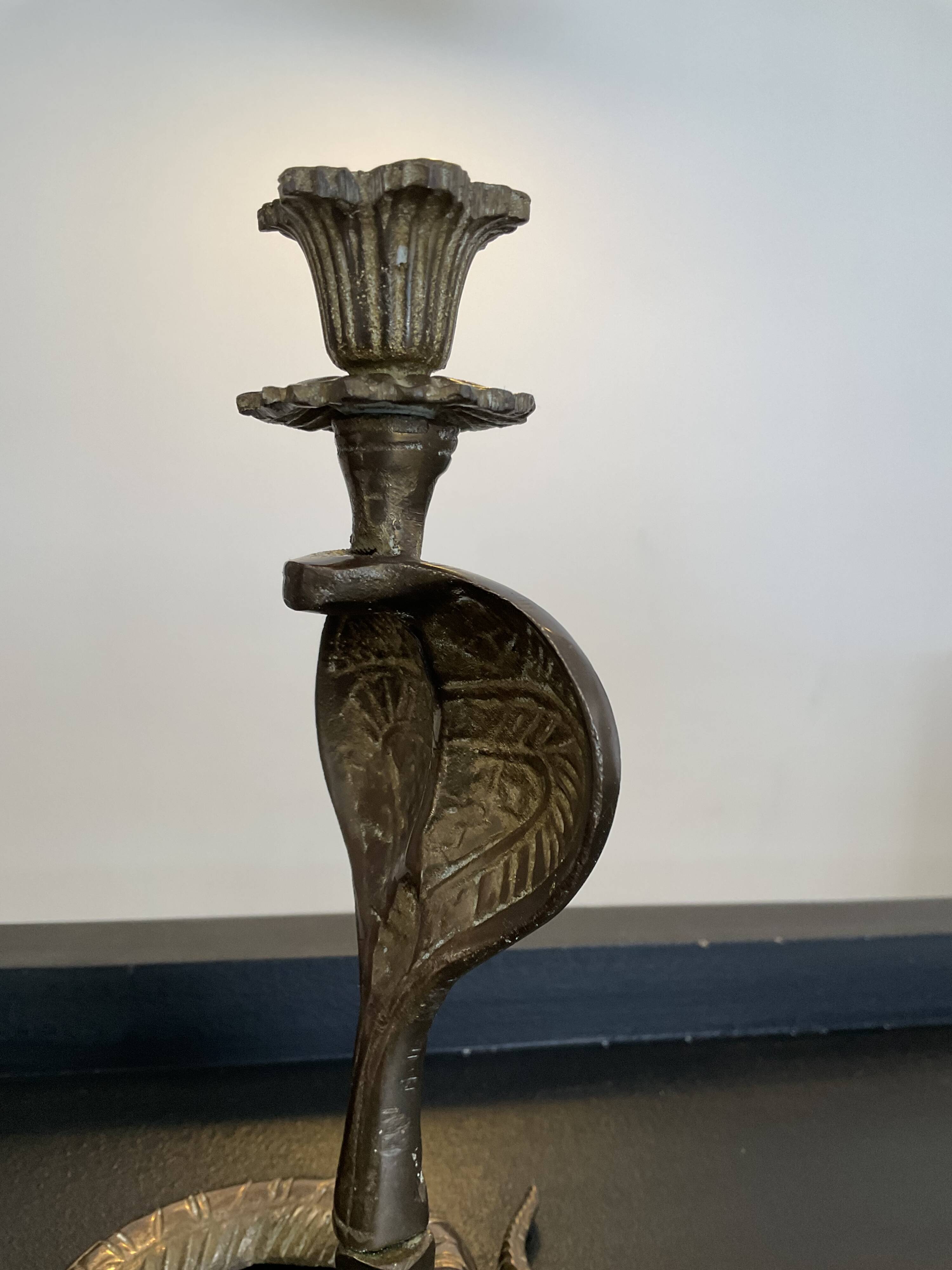 Vintage Cobra bronze candle holder from the 70s