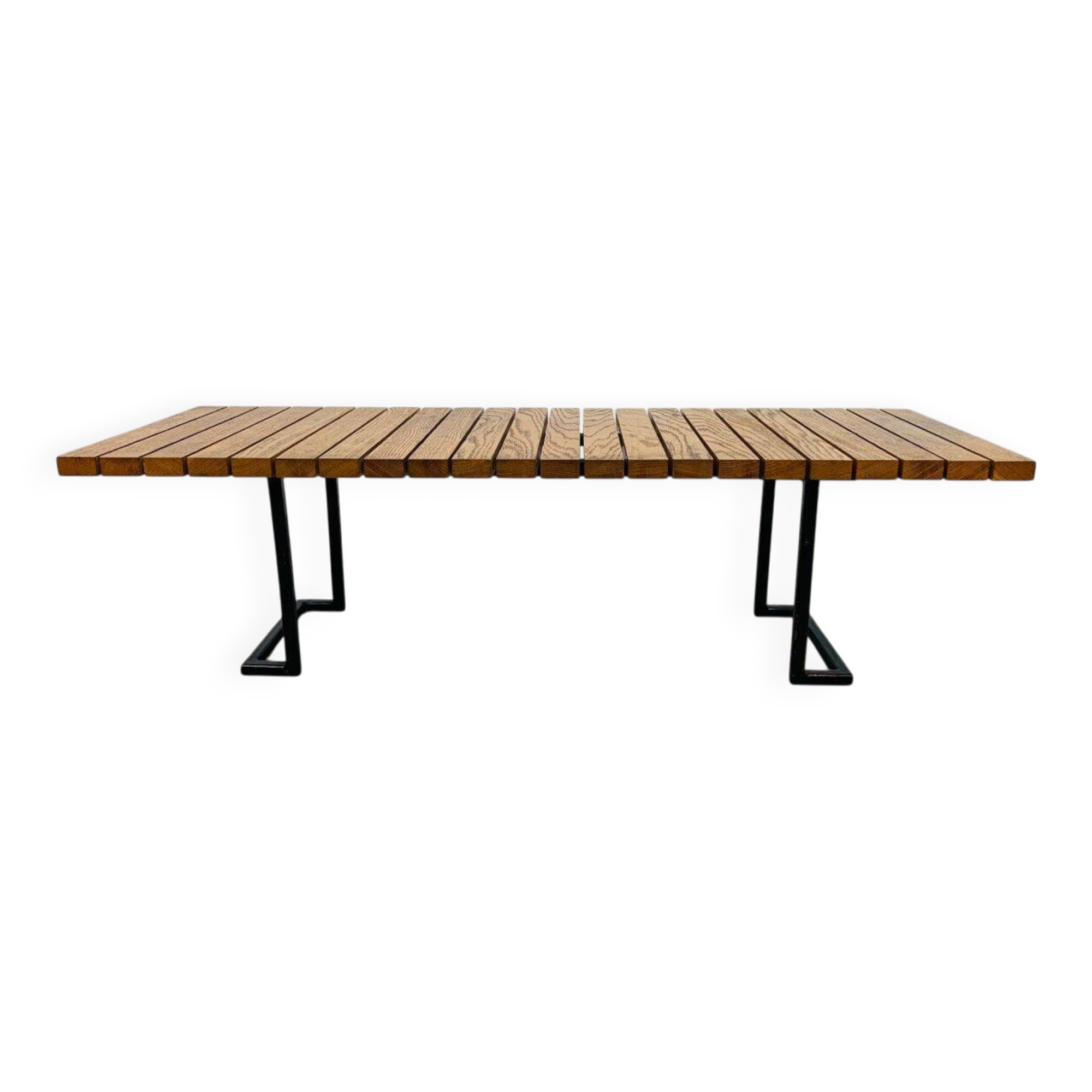 1950s coffee table in the style of Alain Richard, wood and metal.