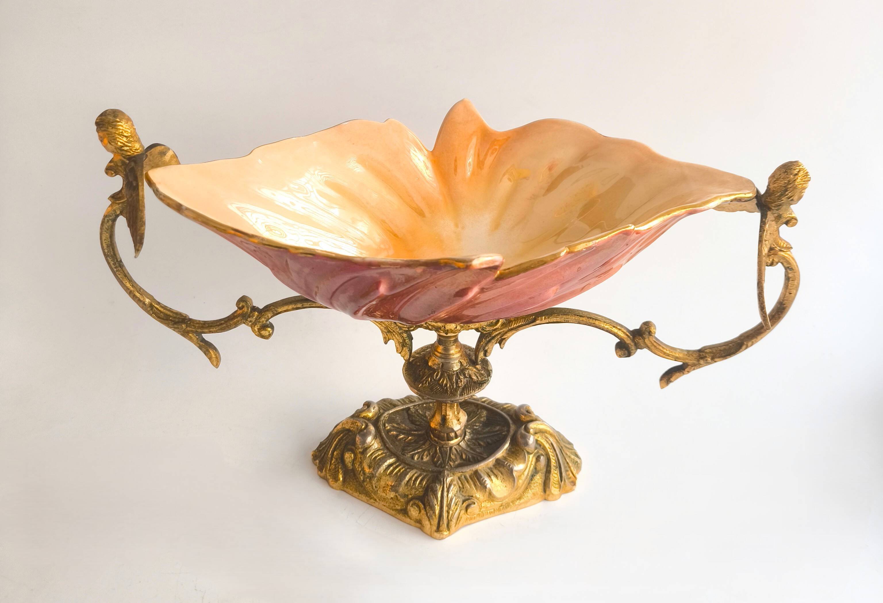 Late Art Deco bronze and porcelain centrepiece.