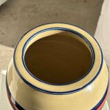 Large beige vase with blue and pink trim H27 D21