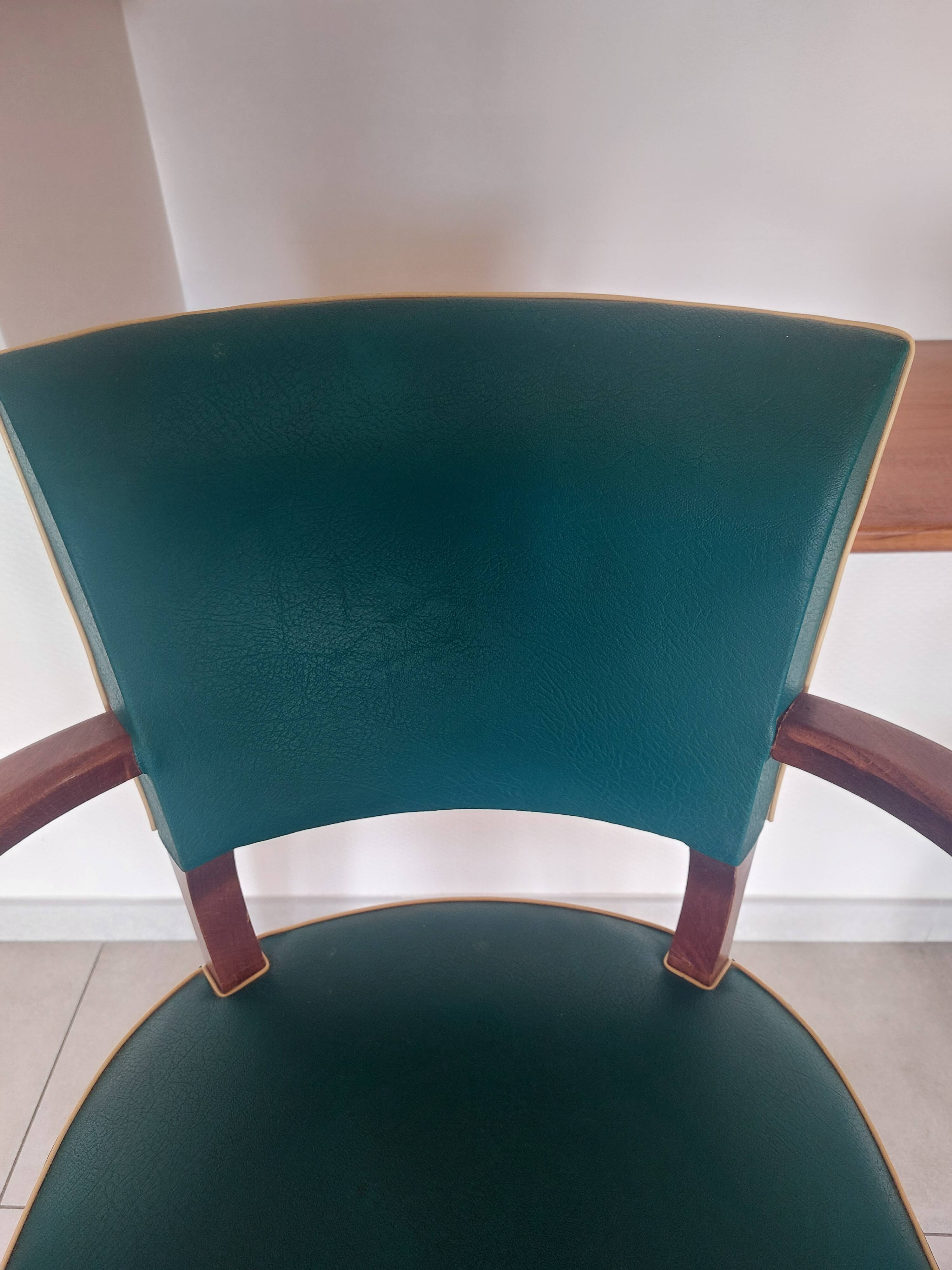 pair of green bridge armchairs