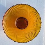 Coupe à fruits vintage en verre ambré ondulé, années 1970