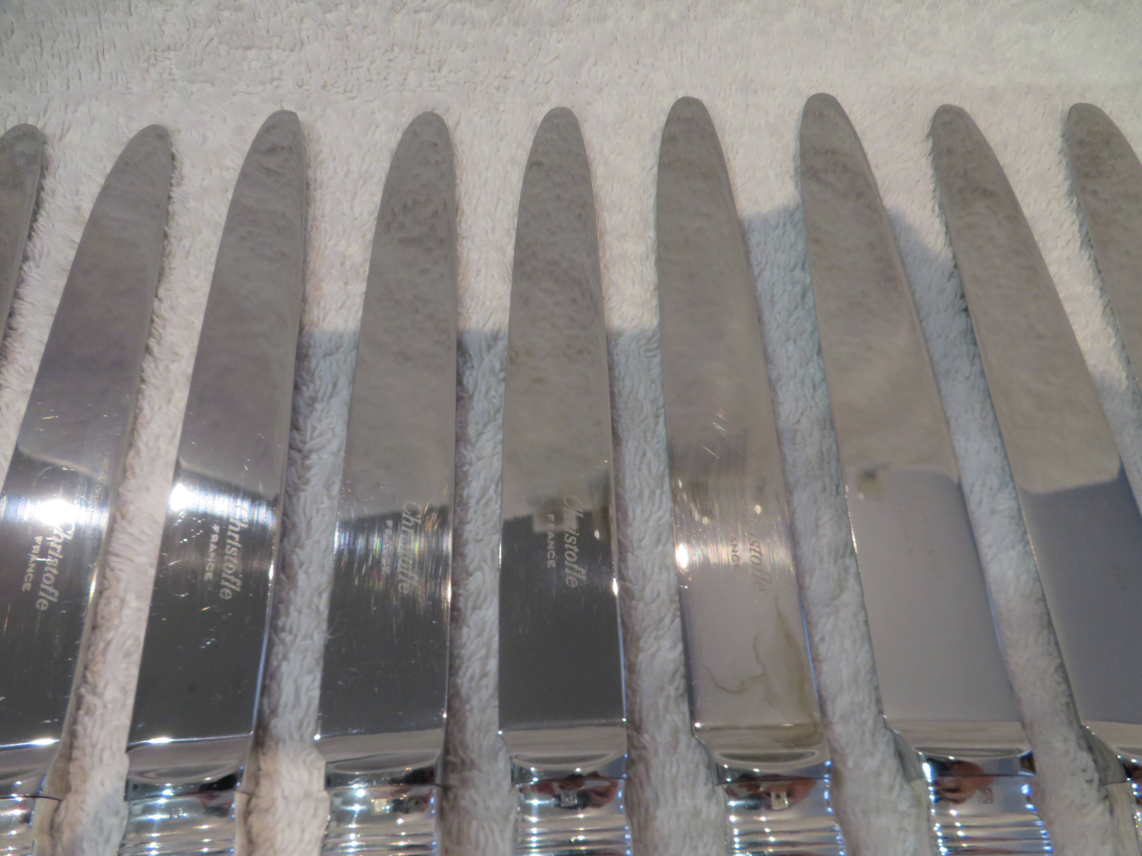 12 silver plated table knives, Christofle Atlantide model