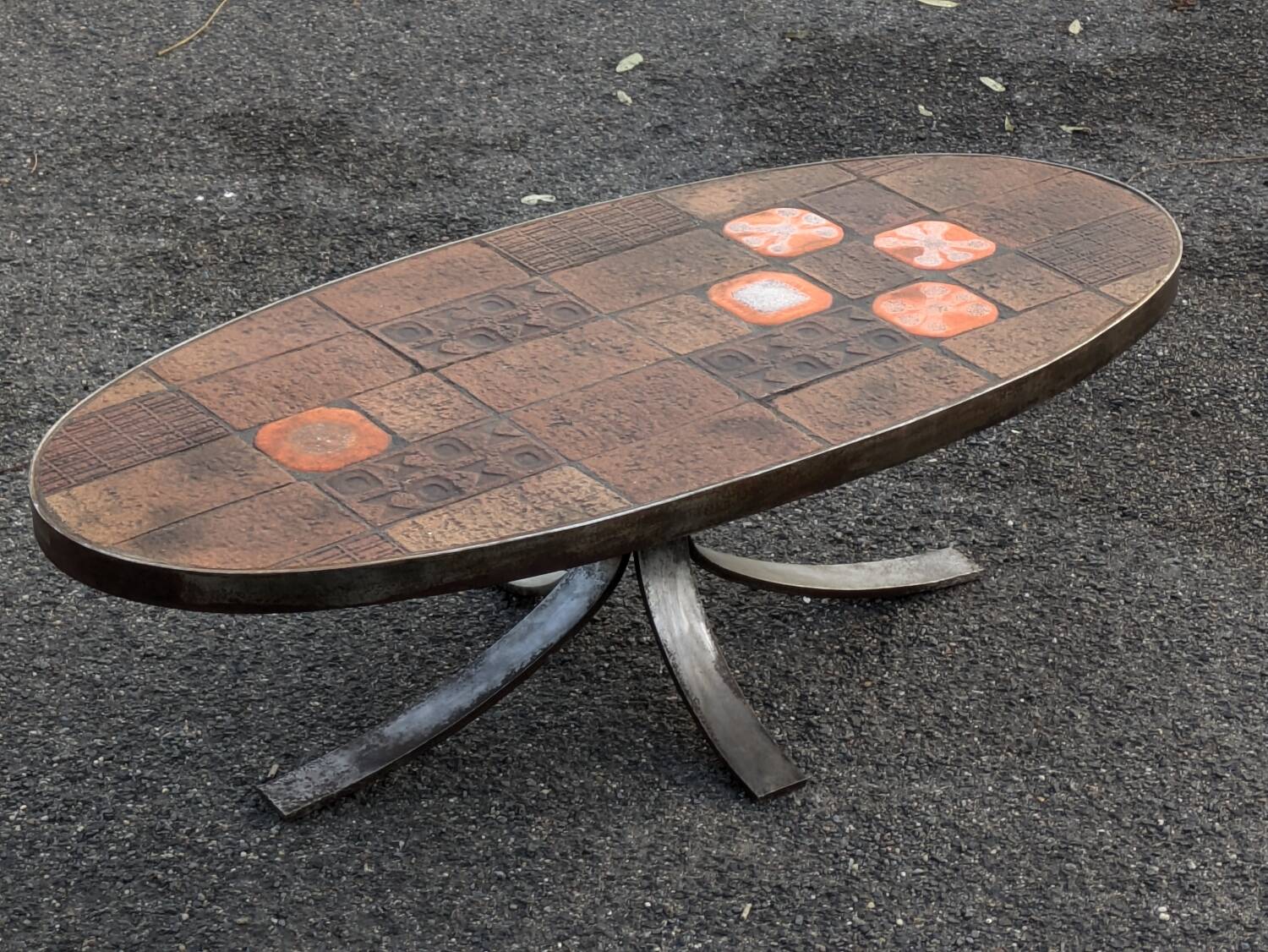 Jean Jaffeux Ceramic & Steel Coffee Table