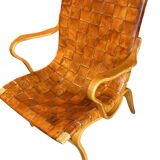 Cognac leather Eva chair by Bruno Mathsson