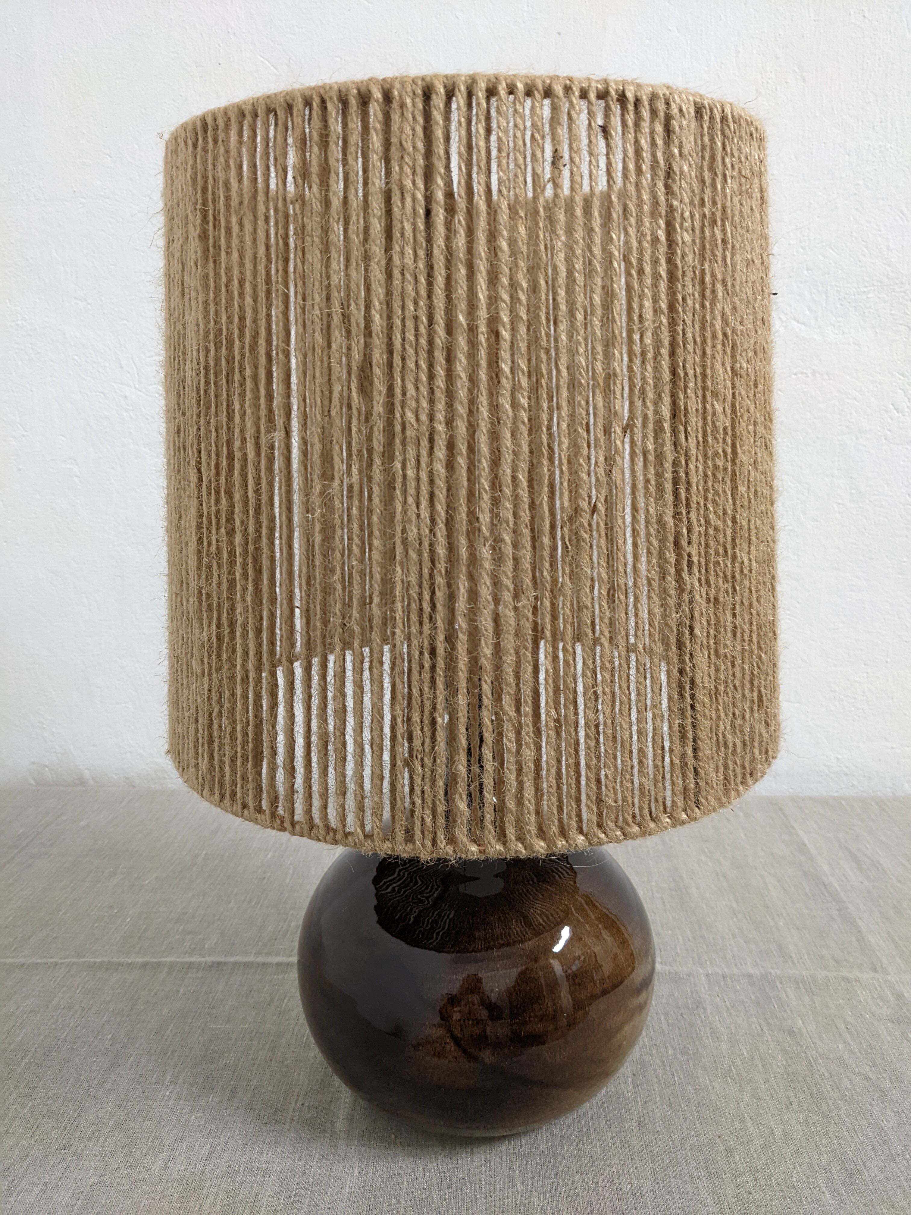 Vintage ceramic lamp and jute rope