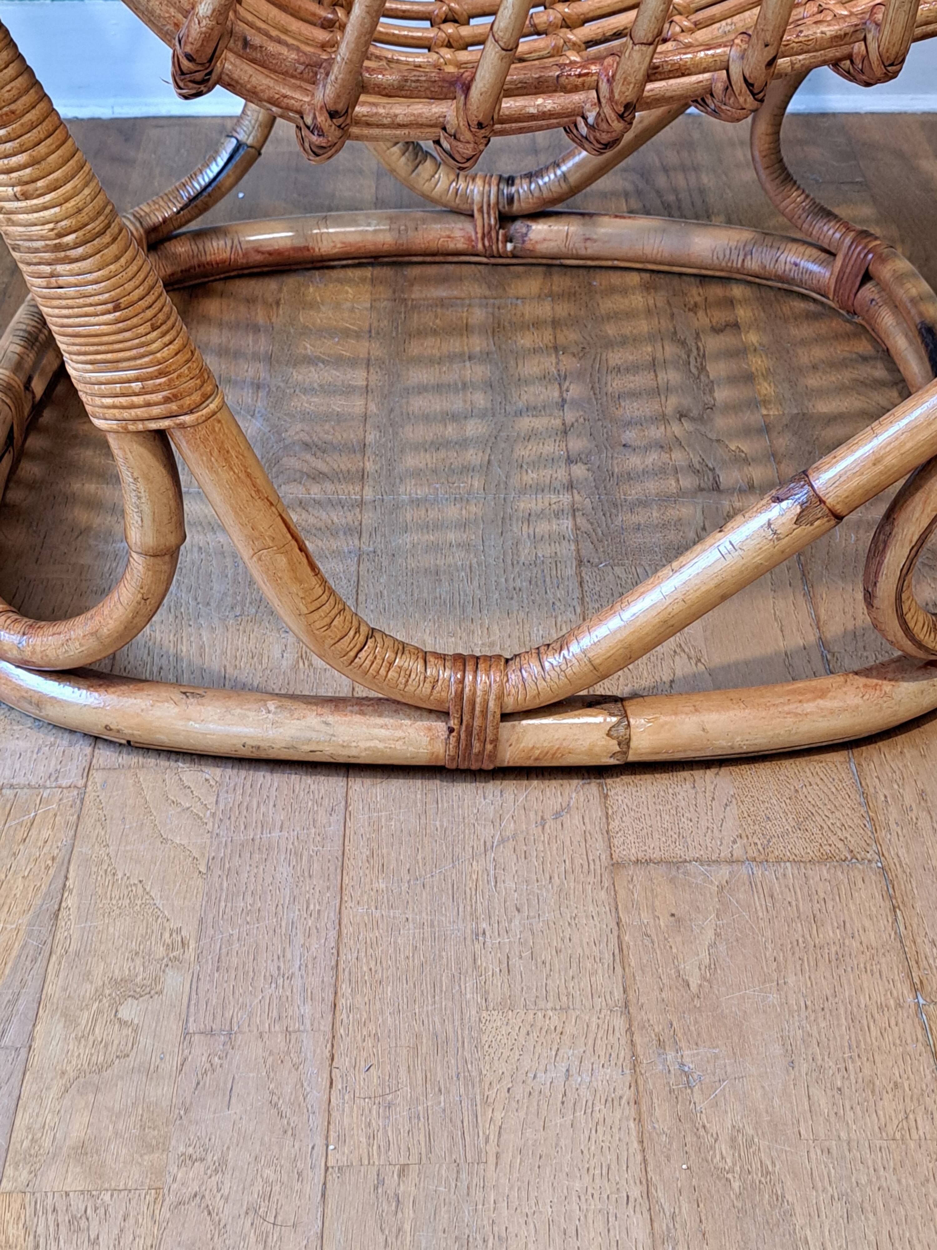 Rattan armchair by Tito Agnoli