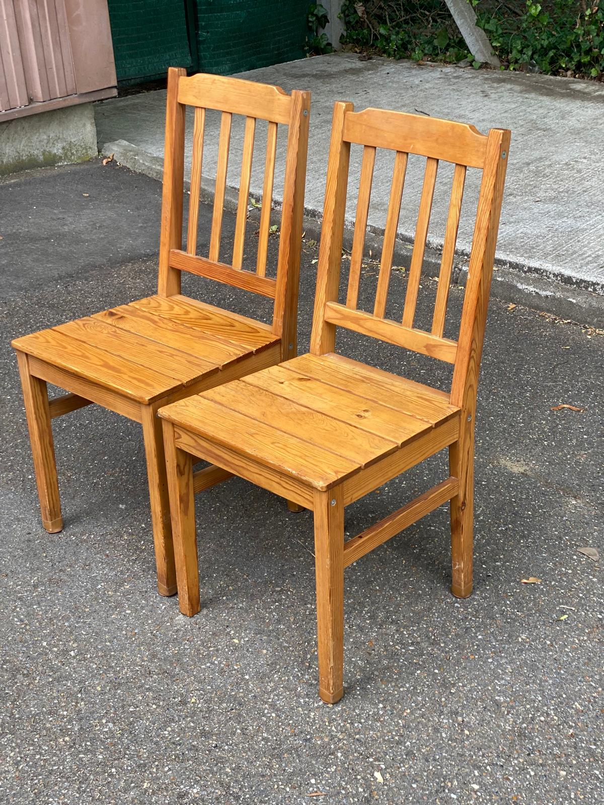 2 solid wood dining chairs