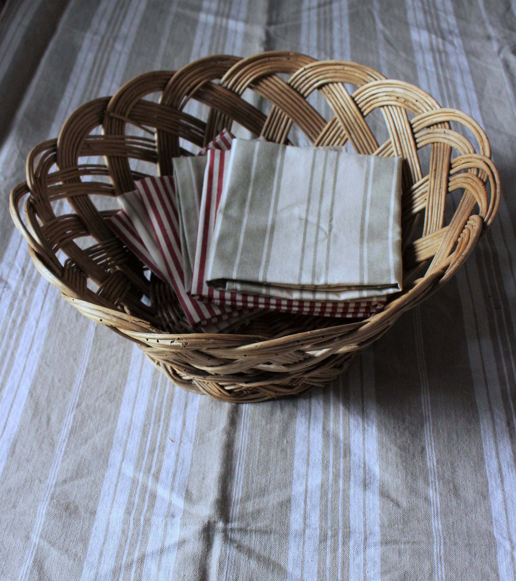 Large vintage woven wicker basket